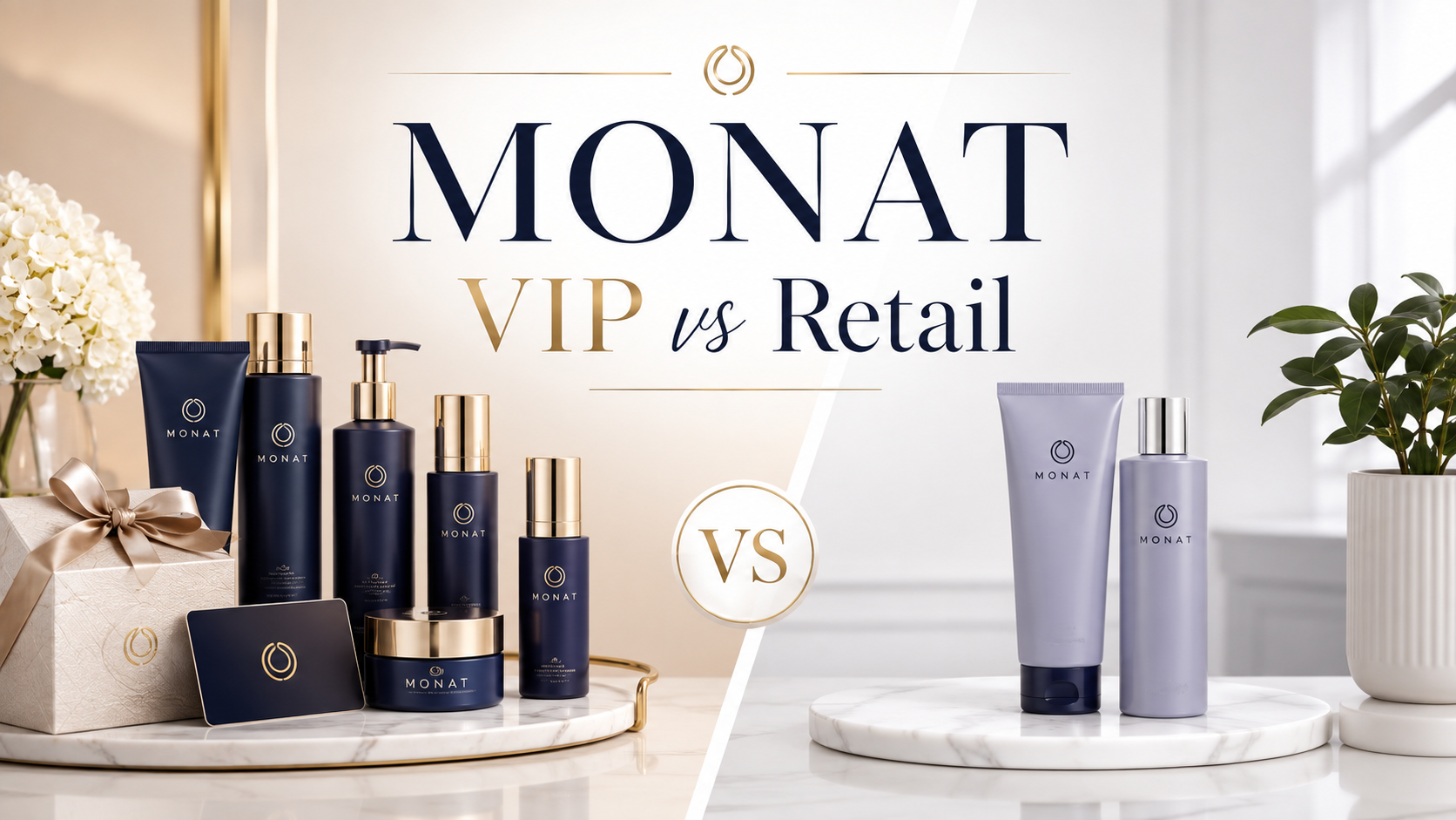 MONAT VIP versus retail comparison with product lineup